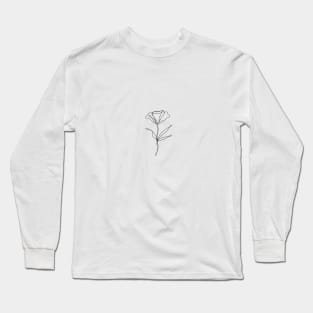 Wildflower Line Art | Floral Botanical Minimalist Lineart Long Sleeve T-Shirt